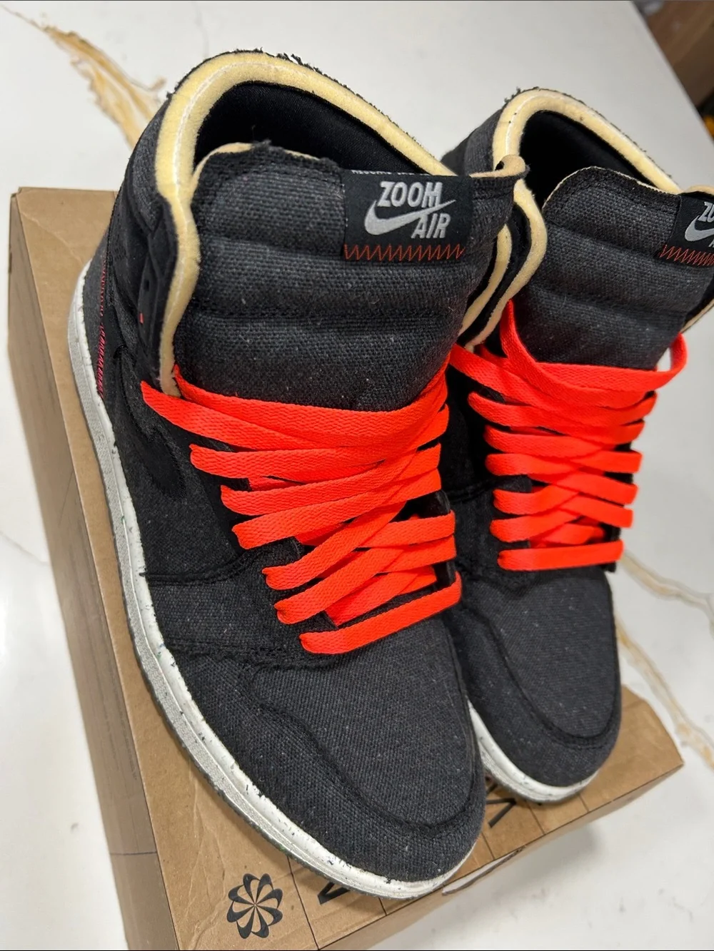 Nike Black High-Top Sneakers with Bright Red Laces
